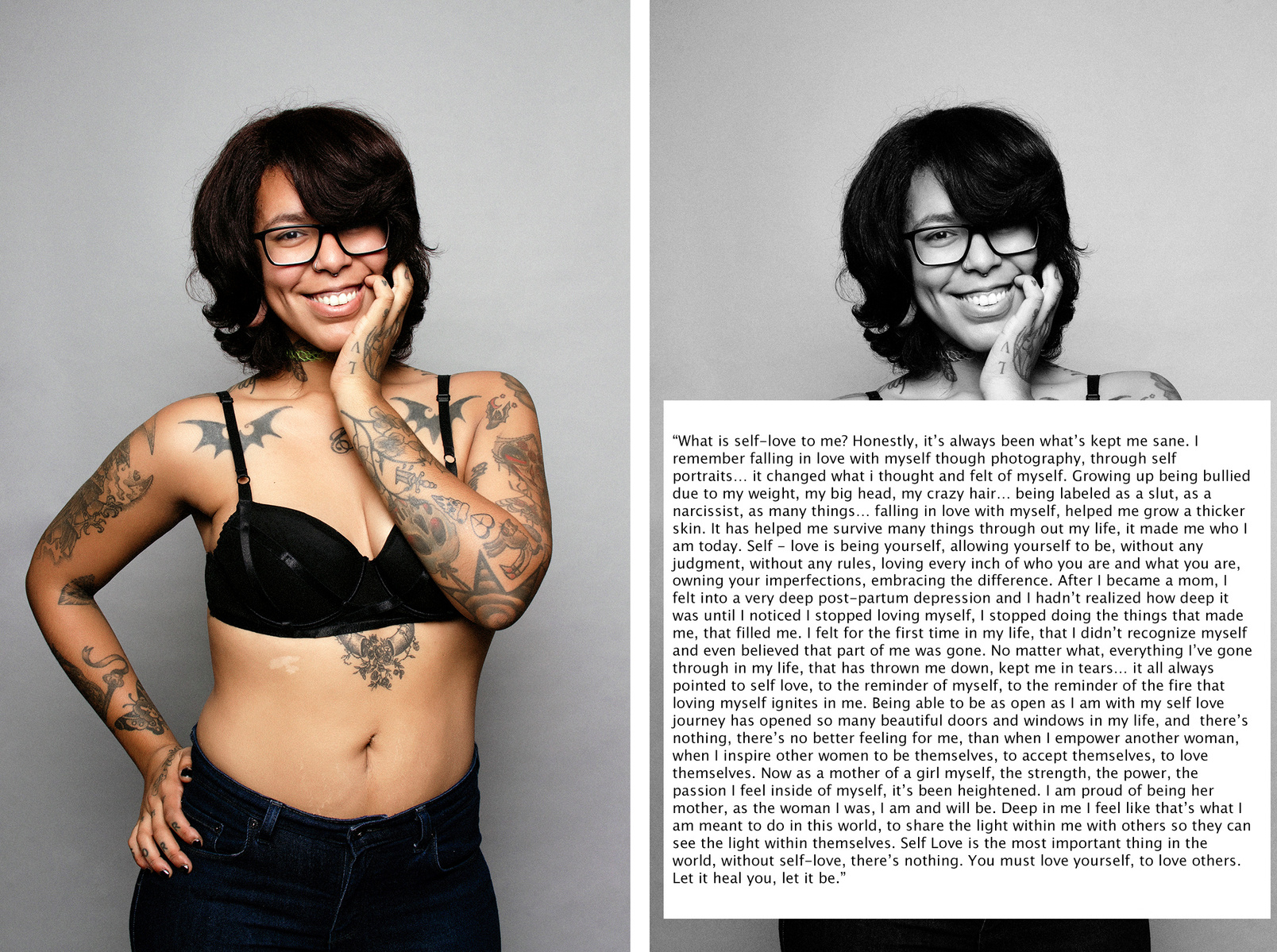 Portrait of a woman captured in a studio by NYC-based photographer MFFPHOTOGRAPHY for the Self Love Photo Session Project. Each image reflects a unique expression of what self-love means to the individual.