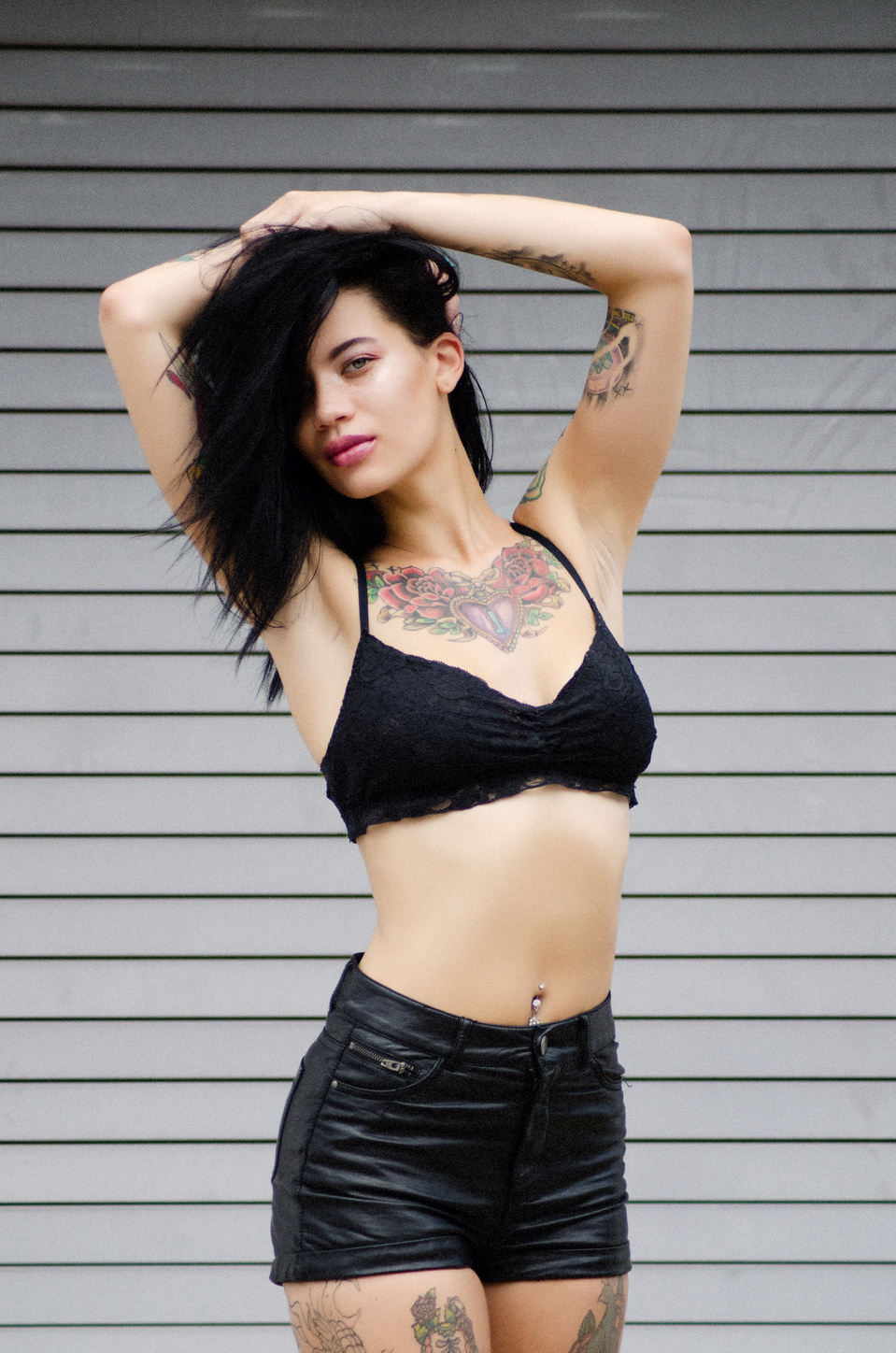 Female alternative model captured outdoors by NYC-based creative photographer MFFPHOTOGRAPHY.