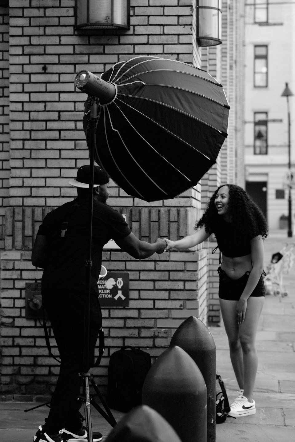 Black and white behind-the-scenes shots by NYC-based female photographer MFFPHOTOGRAPHY at the Portrait Blake networking event in Seaport, NY.