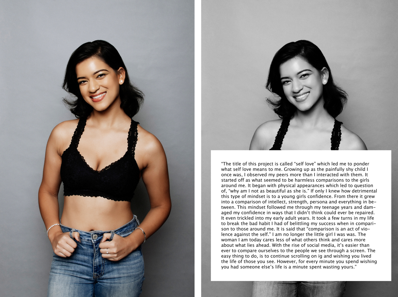 Portrait of a woman captured in a studio by NYC-based photographer MFFPHOTOGRAPHY for the Self Love Photo Session Project. Each image reflects a unique expression of what self-love means to the individual.