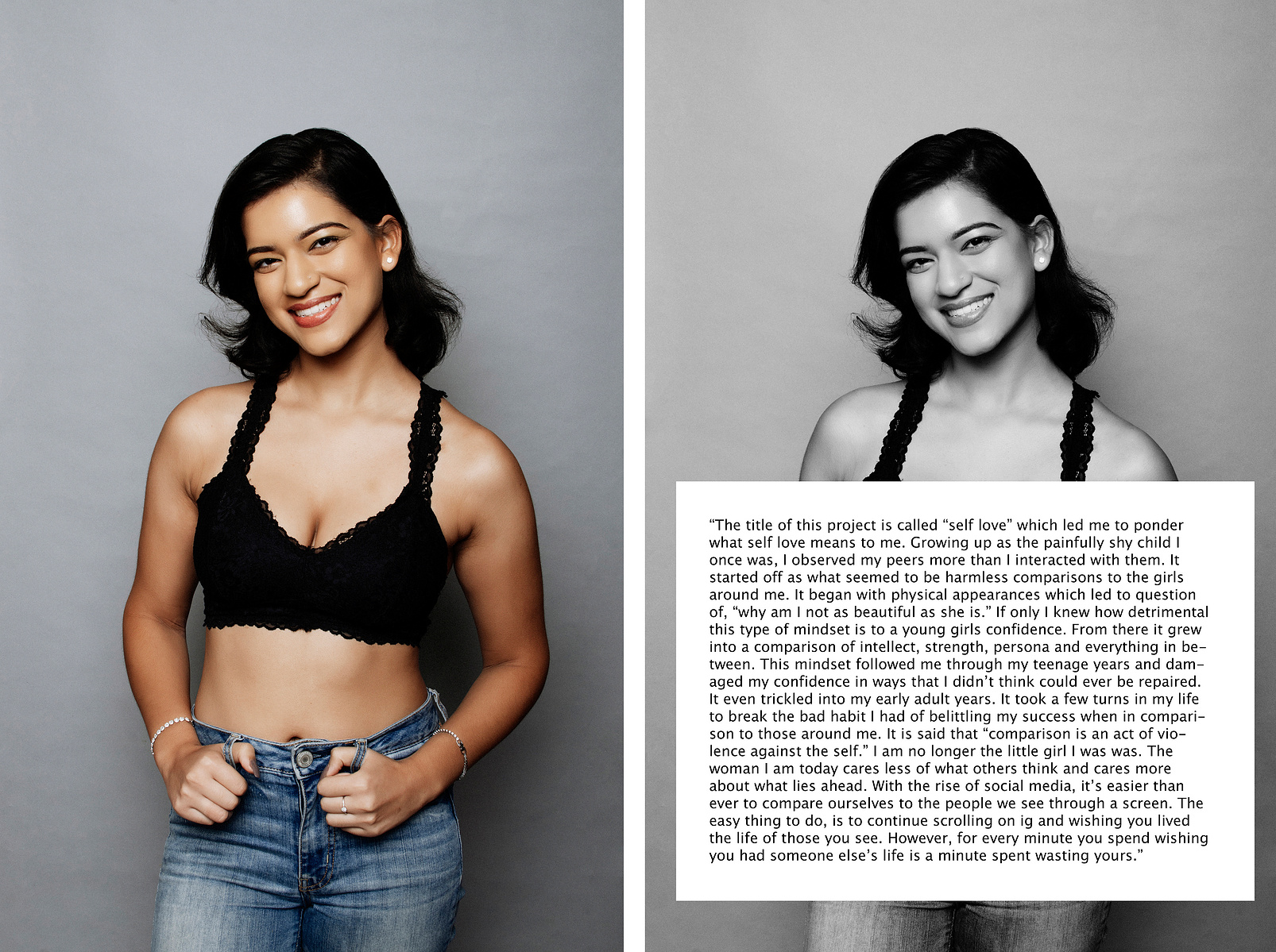 Portrait of a woman captured in a studio by NYC-based photographer MFFPHOTOGRAPHY for the Self Love Photo Session Project. Each image reflects a unique expression of what self-love means to the individual.