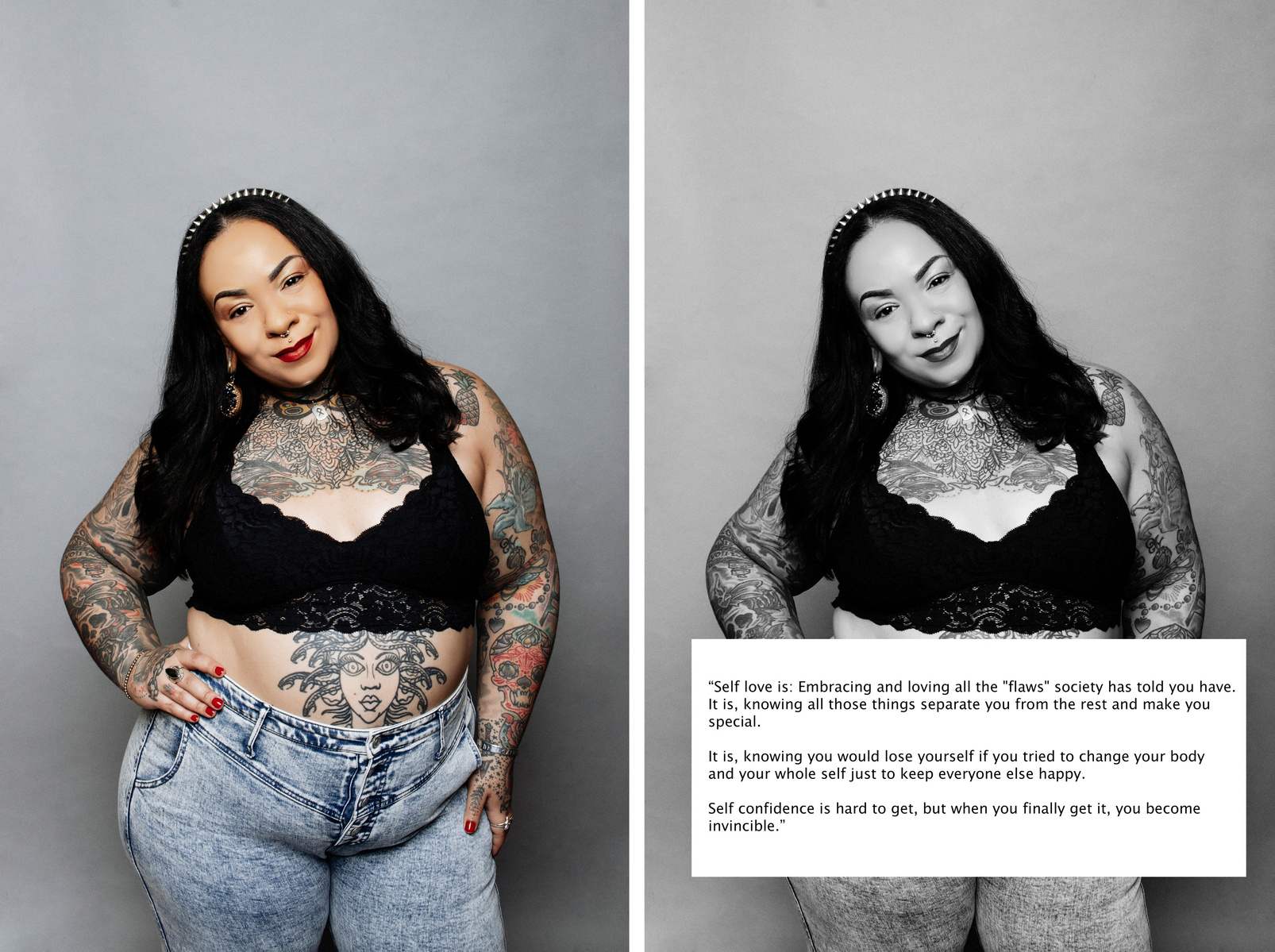 Portrait of a woman captured in a studio by NYC-based photographer MFFPHOTOGRAPHY for the Self Love Photo Session Project. Each image reflects a unique expression of what self-love means to the individual.