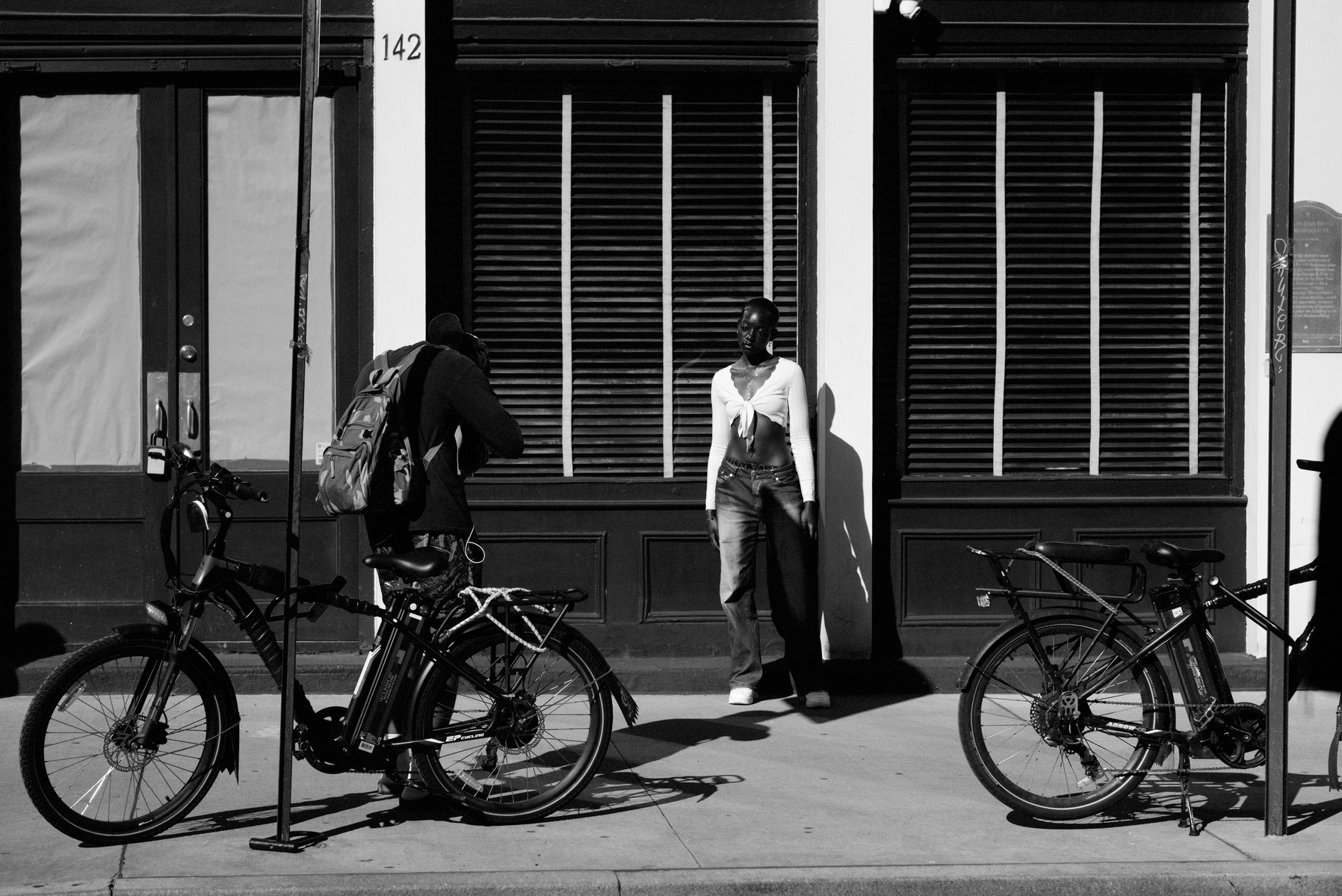 Black and white behind-the-scenes shots by NYC-based female photographer MFFPHOTOGRAPHY at the Portrait Blake networking event in Seaport, NY.