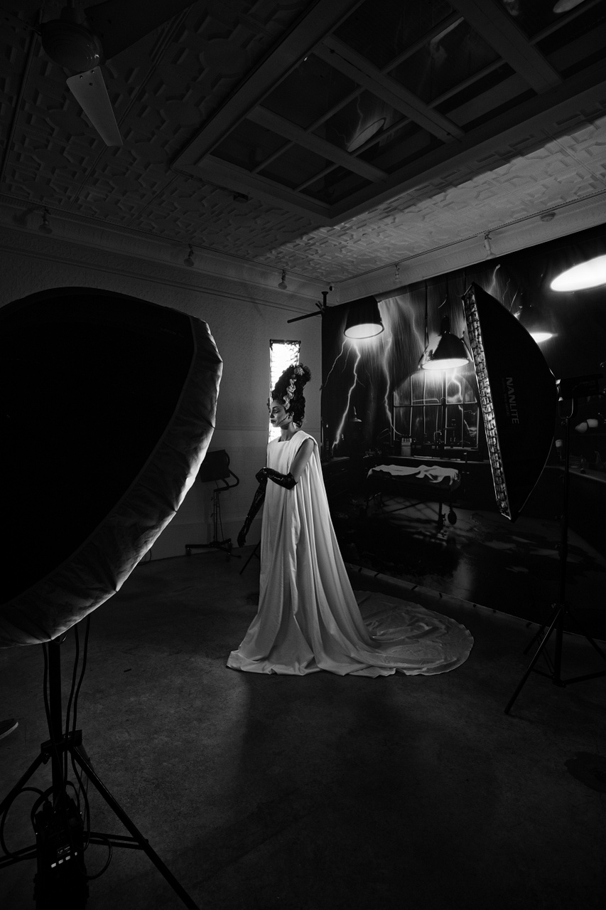 Behind-the-scenes shot by MFFPHOTOGRAPHY, a New York-based female photographer, at the Lindsay Adler 2024 Halloween ShootOut in New Jersey.