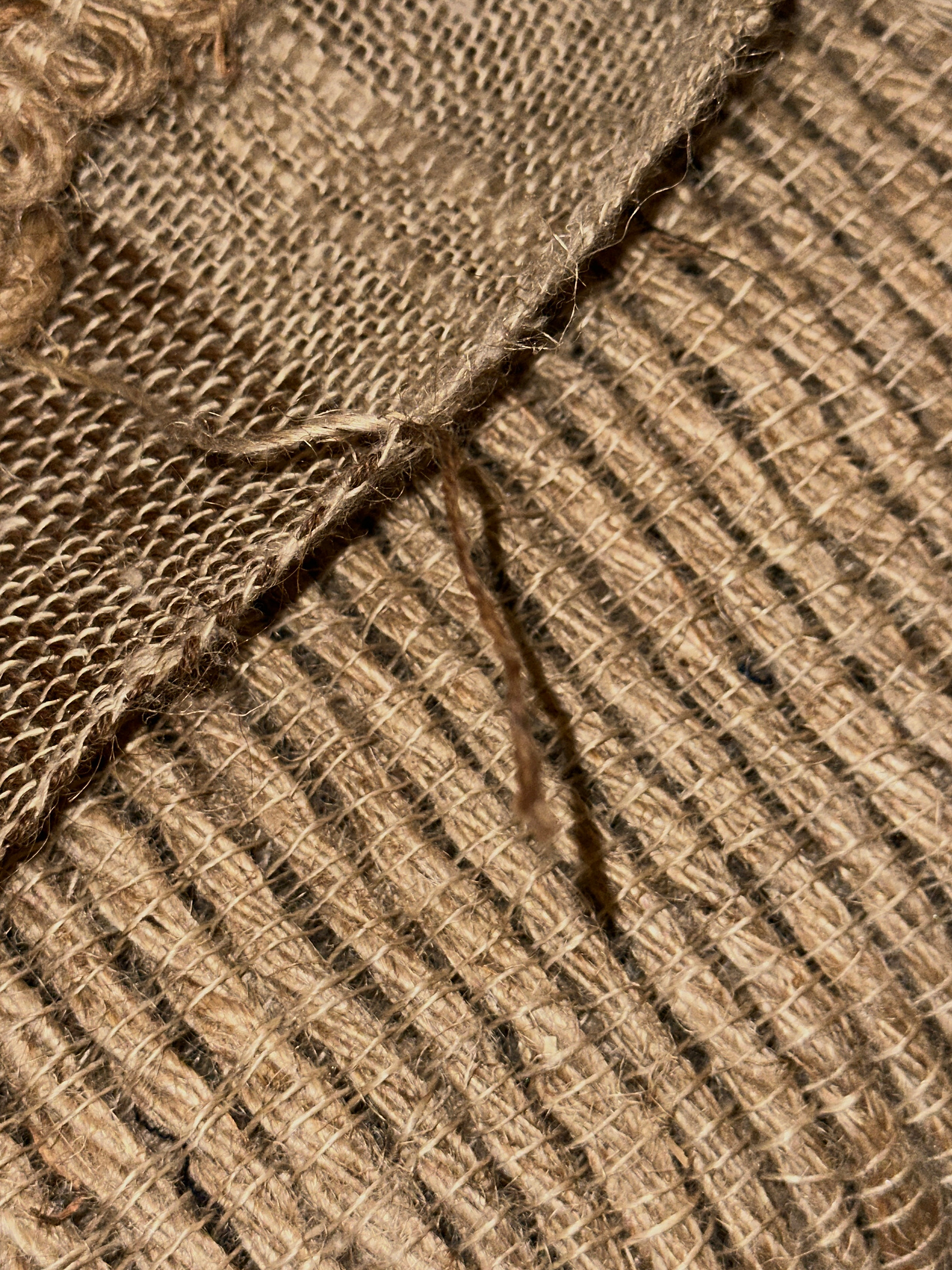 (Detail Shot)
“A Tattered Mundane,” woven installation, 35” x 70”. Jute, hemp, linen, synthetic blend. November 2024.
Macomber floor loom, two shafts. Tabby weave.
Featured in Dorothy H. Hoover Library’s installation, “Material Fragments: a Space for You