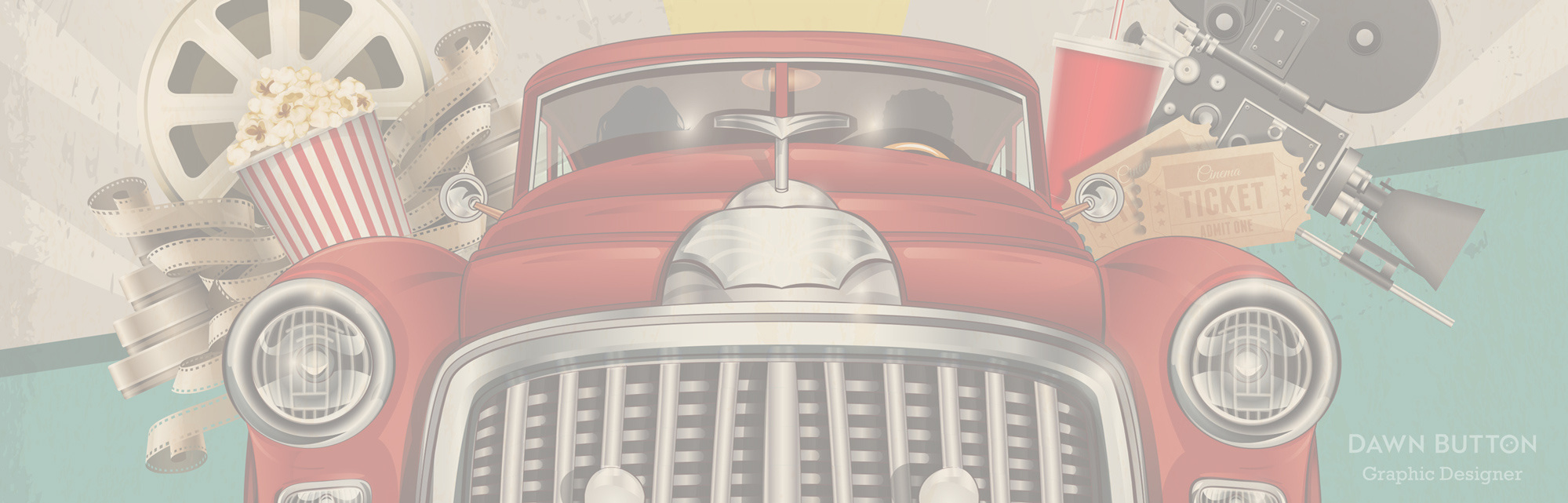 Button Graphic Design - detail of a Drive-In poster designed by Dawn Button
