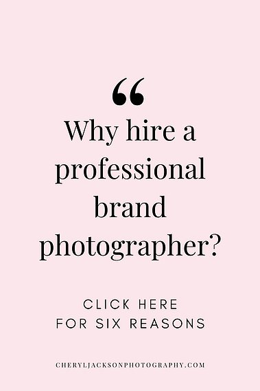 pink and black graphic with words Why hire a professional brand photographer? Click here for six reasons