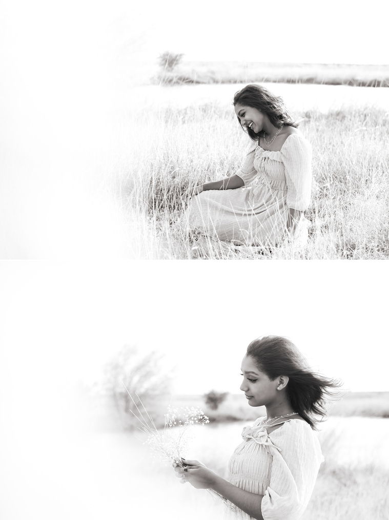 Senior girl poses in a grassy field in Oklahoma for a country photo session