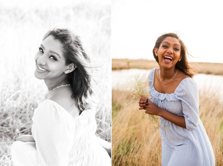 Senior girl poses in a golden field in Oklahoma for a country photo session