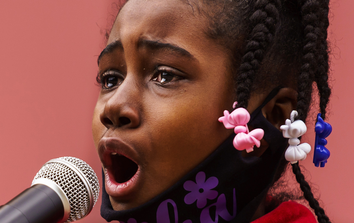 Kaliah Harden, 11, pleads that no more Black lives are lost to police brutality during a Power to the People rally honoring the lives lost on Saturday, June 13, 2020, in Rochester, Minnesota. 