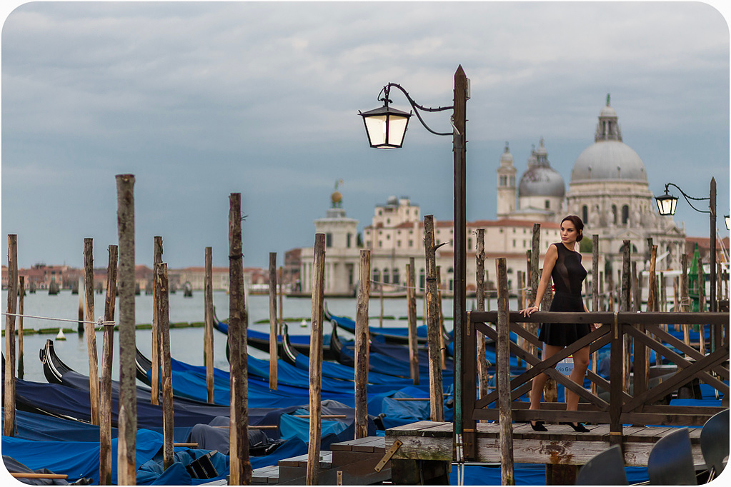 sunrise fashion inspired portrait in Venice