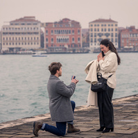 Winter surprise proposal in Venice, san giorgio Island