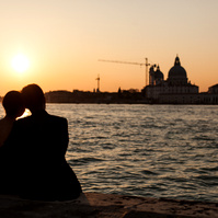 romanitic sunset in san giorgio island, venice