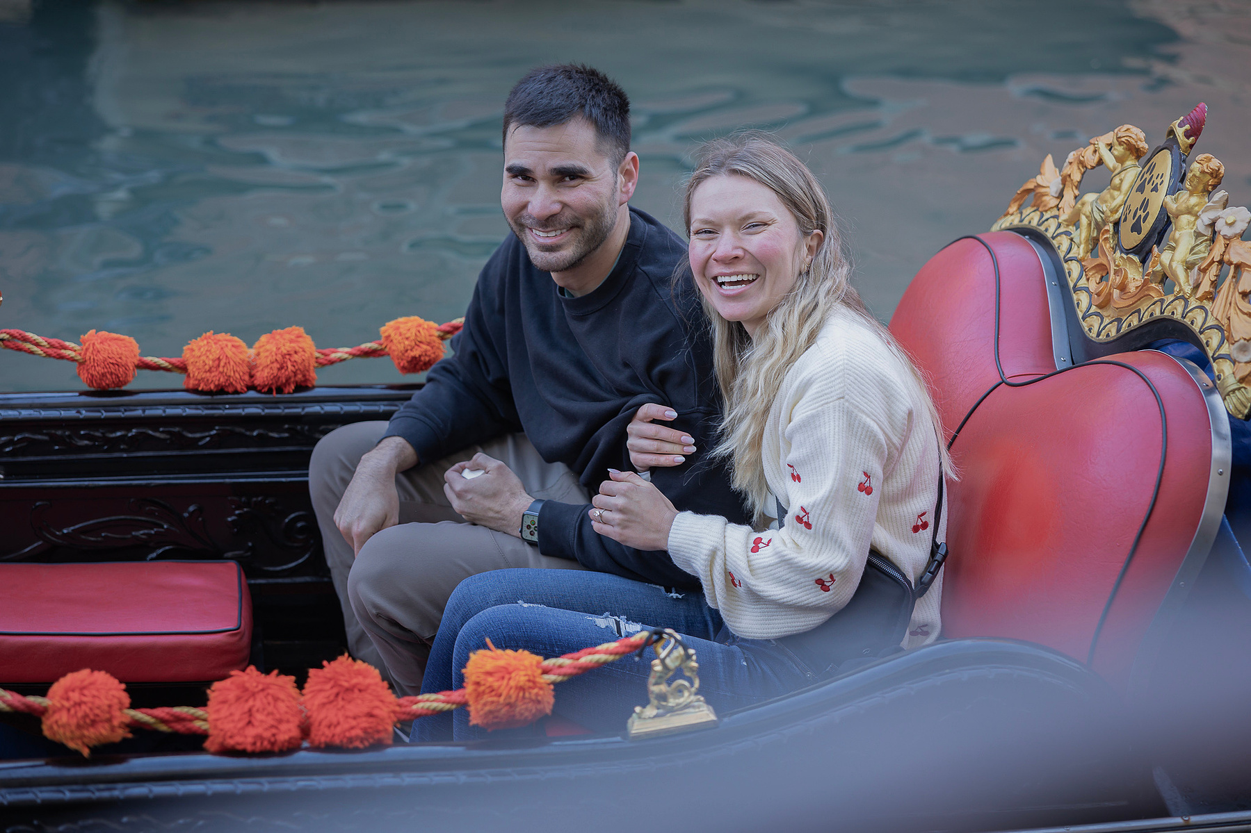 just engaged and happy that he hired a proposal photographer in Venice