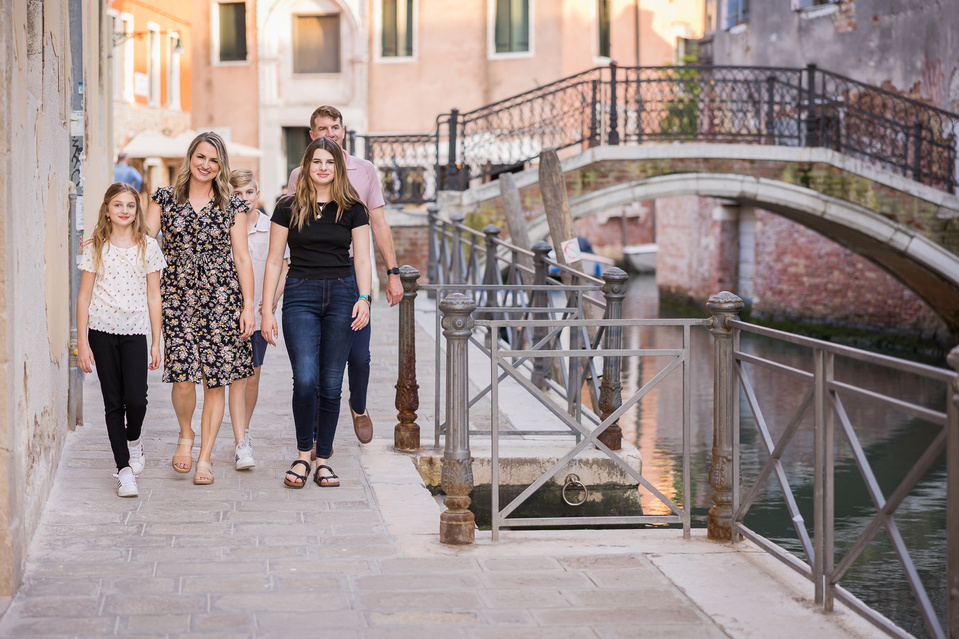 family walking in Venice