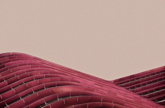 Purple building with  light brown background