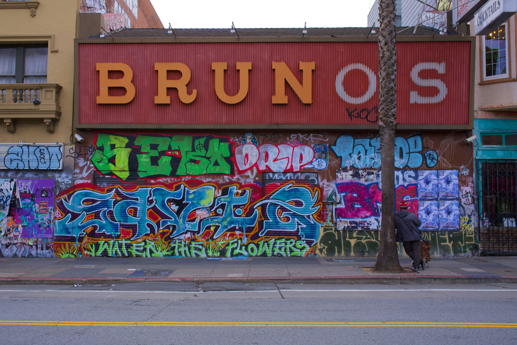 Graffiti covered building in Mission District, San Francisco
