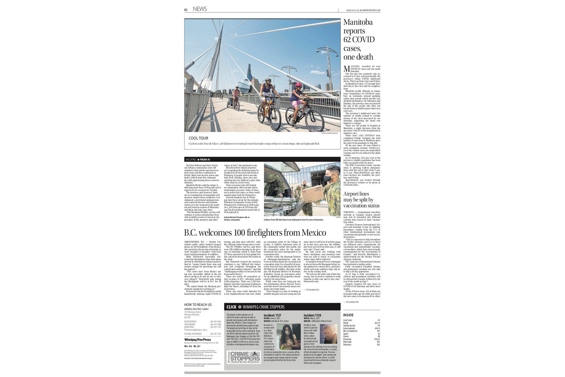 Tour de Glace Winnipeg Free Press Photo. Alex Lupul