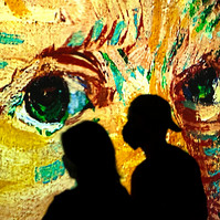 TORONTO, Ont. (11/09/21) - Visitors to Immersive Van Gogh--an audio-visual experience where artworks by Vincent Van Gogh are projected onto walls--are photographed in Toronto, Ont. on Sept. 11, 2021. Photo by Alex Lupul
