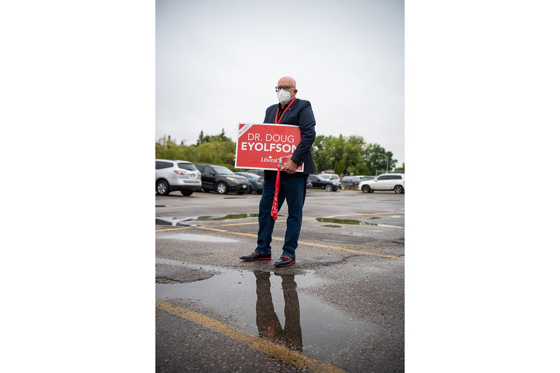Paul Brault, campaign manager for Liberal MP Dr. Doug Eyolfson, poses for a portrait outside of the Cavalier Drive FoodFare location in Winnipeg on Aug. 20, 2021.