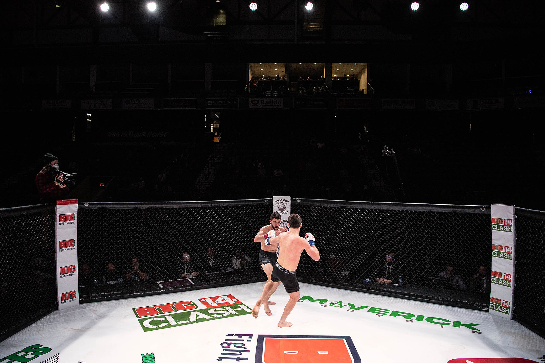 Xavier Nash and Thomas Glot are photographed during a 165-pound division fight at the BTC 13 Power event at the Meridian Centre on Nov. 20, 2021 in St. Catharines, Ont. Nash won the fight by unanimous decision. Photo by Alex Lupul