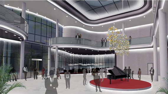 Mood, 3D Bildererstellung für Wettbewerb. Eingangsbereich von Steinway, Shanghai für den geplanten Neubau.