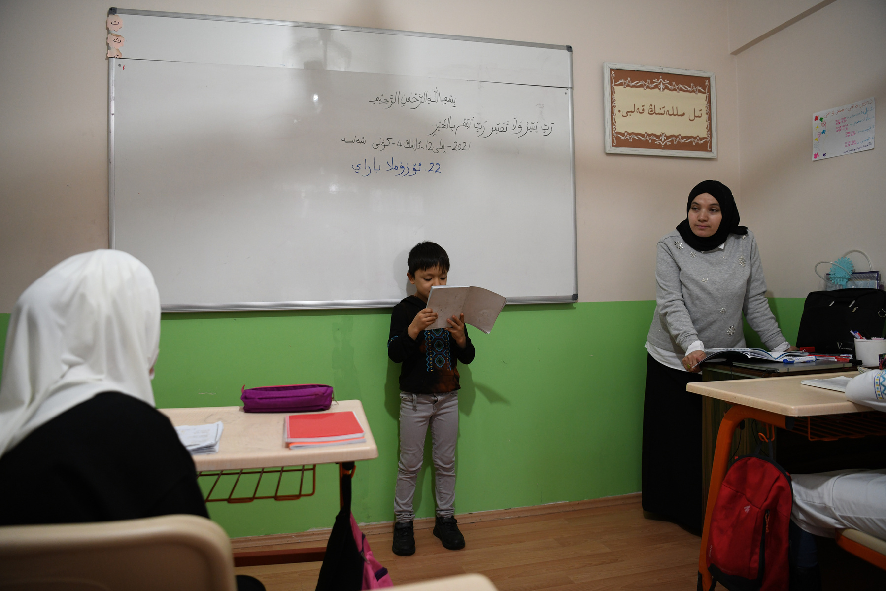 Mohammed, 8, attends classes at an Uyghur-language Saturday school in Zeytinburnu, a district of Istanbul which has for decades hosted the majority of the city’s Uyghur community.