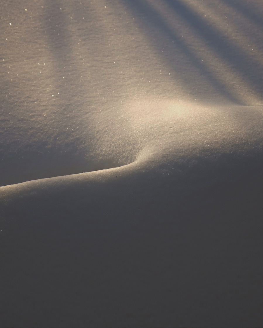 Dune de neige au lever du jour, en mauricie.
