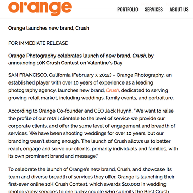 Press release, Orange Photography