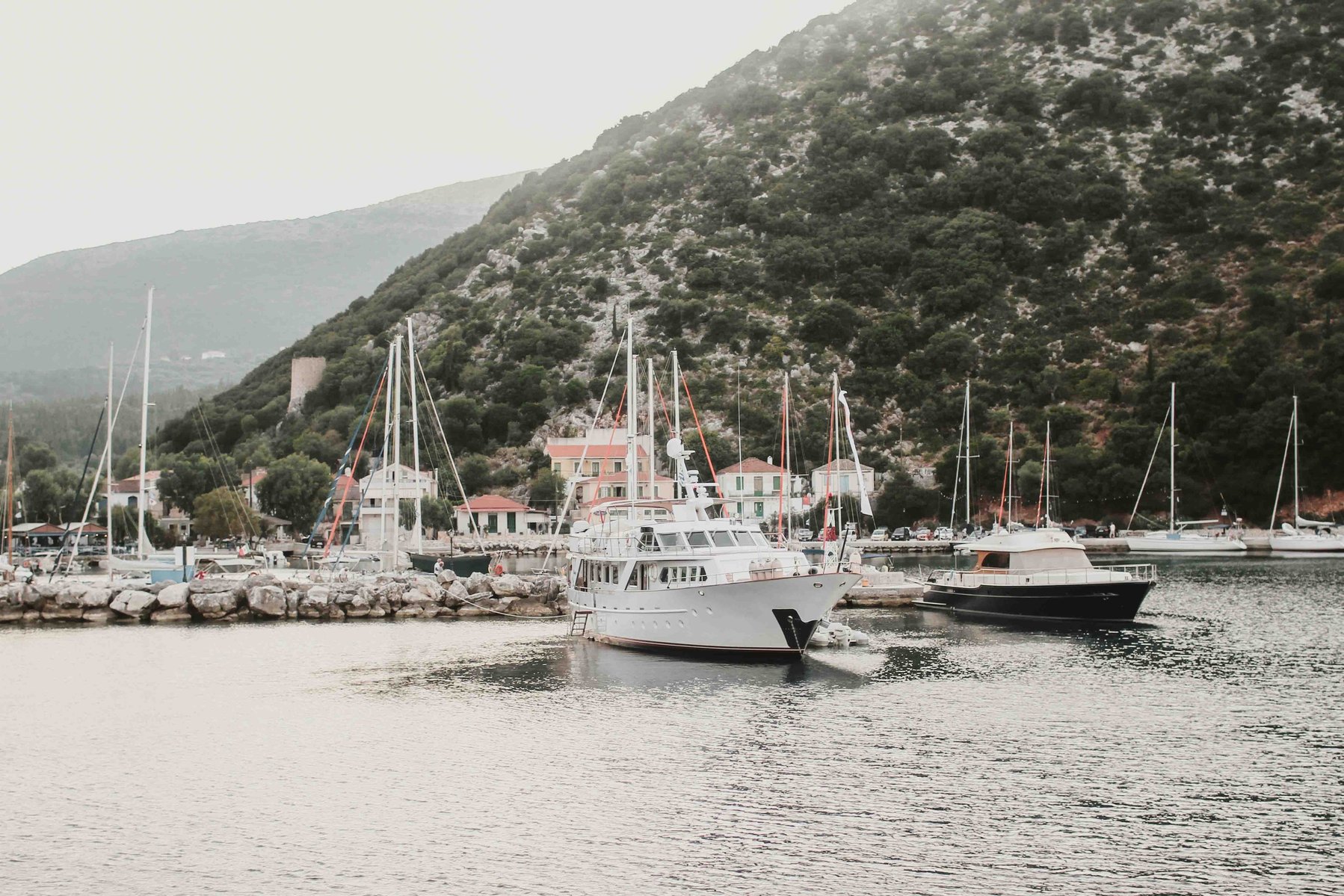 Frikes village, in the north part of Ithaca inn Greece.
