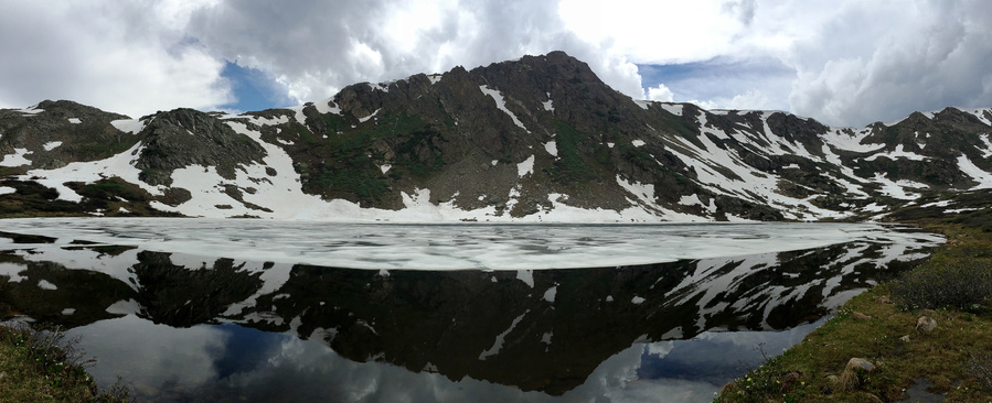 A color photo of Linkins Lake located in the mountains east of Aspen, Colorado. The photo was taken with a smart phone. June 2015.