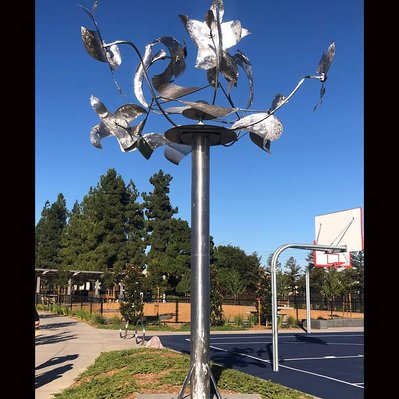 Magic Birds
Stainless steel kinetic sculpture commissioned by the City of Mountain View, CA for the Pyramid Park.
16'H x 12' Diameter. Installed in March 2022.