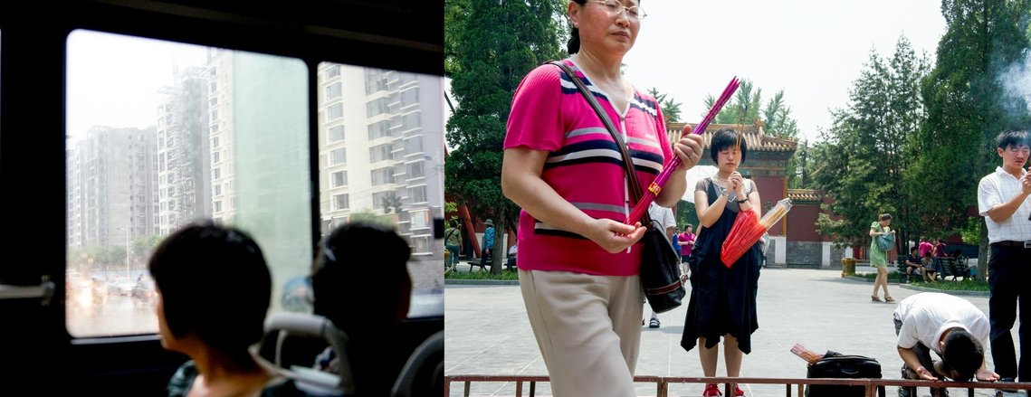 Tang Qi,  jeune fille chinoise, au temple, dans le film documentaire my lucky bird, chine, pekin, elisa haberer