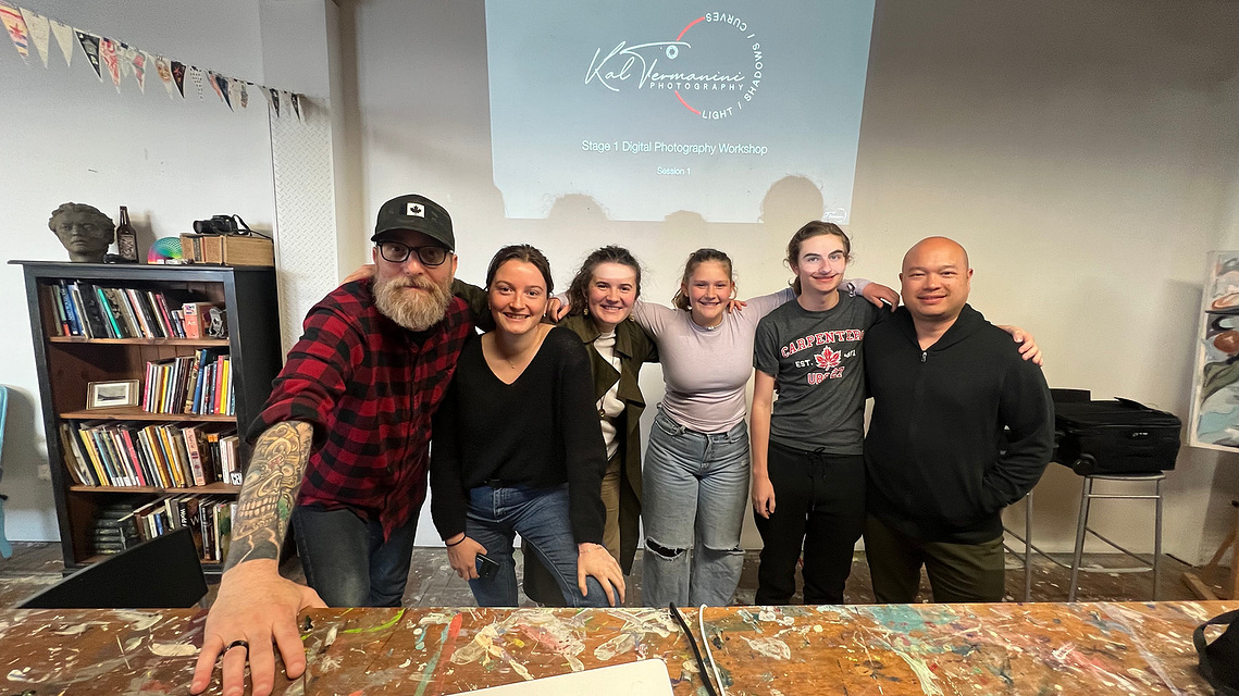 Group shot from a photography workshop session in Ontario, highlighting teamwork and skill-building. Perfect for beginners or seasoned photographers, our workshops offer expert guidance, creative exploration, and opportunities to connect with peers