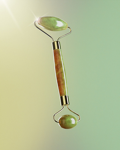 Made with CGI. A detailed shot of a GREEN jade roller. 