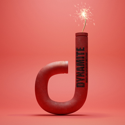 A dynamite stick in the shape of a low case d. 