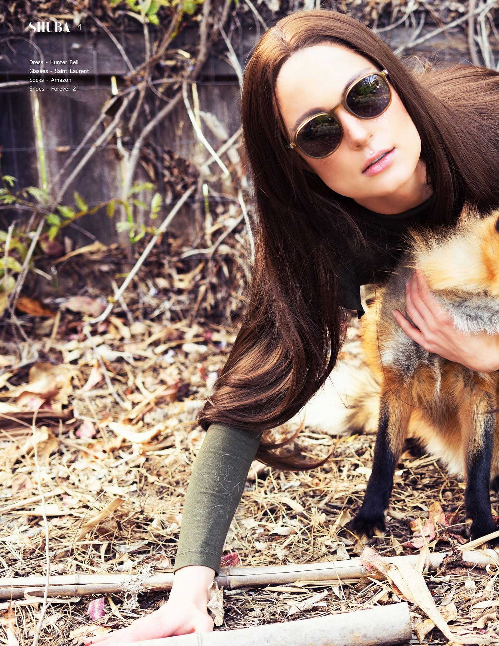 Best models in Glasgow pose with foxes for top Scotland commercial fashion photographer for clothing line in magazine photo shoot - Photography by Nate Cleary
