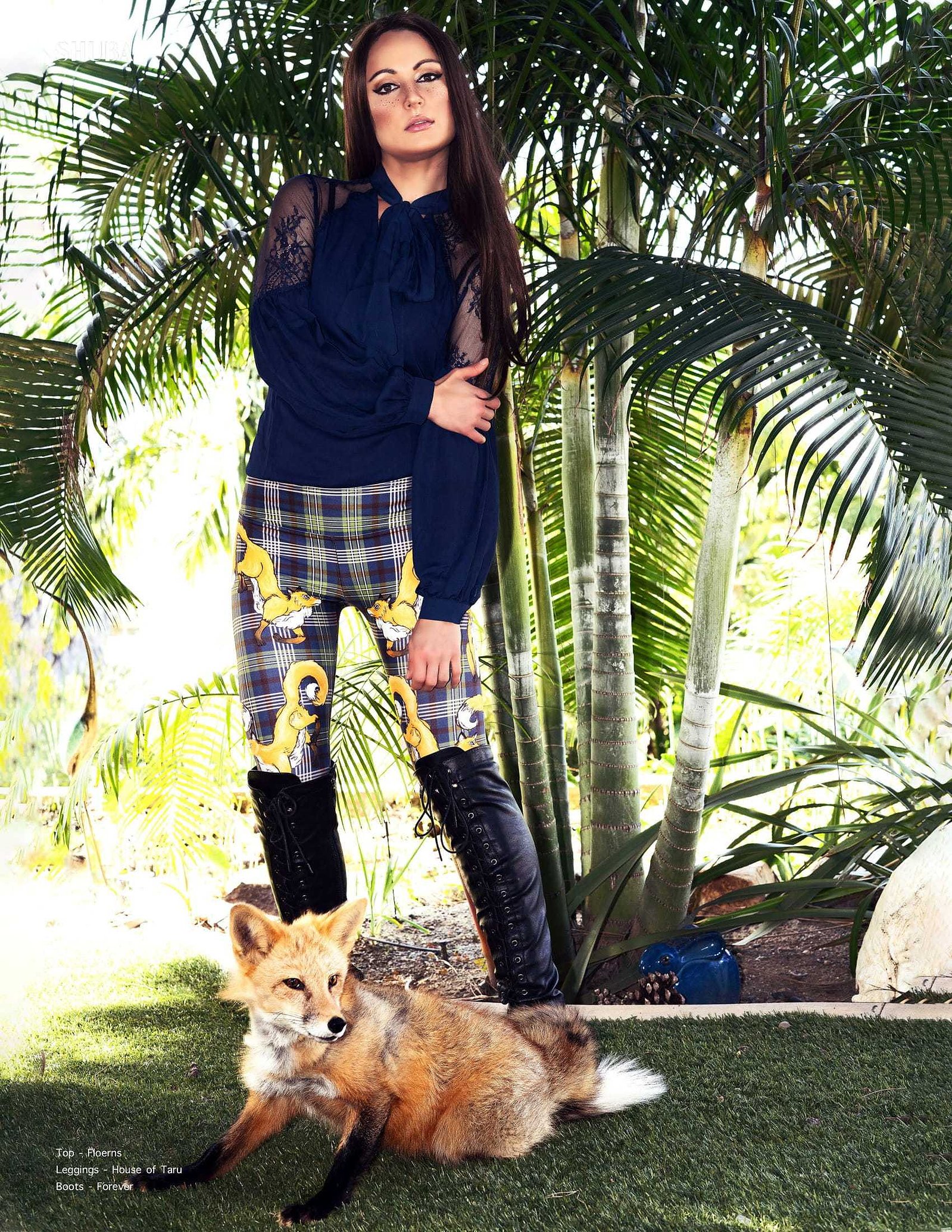 Best models in Glasgow pose with foxes for top Scotland commercial fashion photographer for clothing line in magazine photo shoot - Photography by Nate Cleary