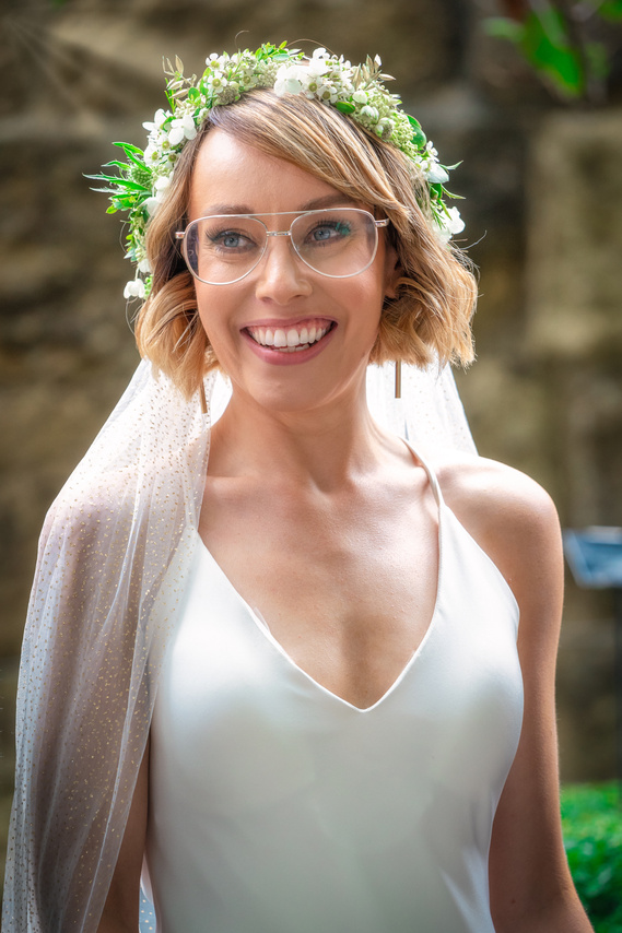 bride posing for photograph at Scotland Wedding event - Photography by Nate Cleary