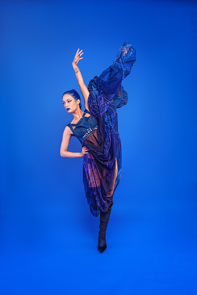 Best model in Glasgow poses for clothing line in a studio for top Scotland commercial photographer in fashion photo shoot - Photography by Nate Cleary