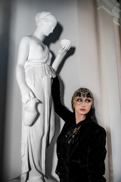 Best model in Glasgow poses in a studio for top Scotland commercial photographer in fashion photo shoot - Photography by Nate Cleary