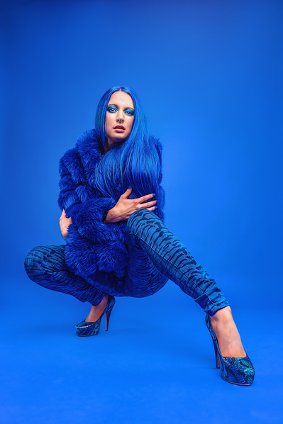 Best model in Glasgow poses for clothing line in a studio for top Scotland commercial photographer in fashion photo shoot - Photography by Nate Cleary