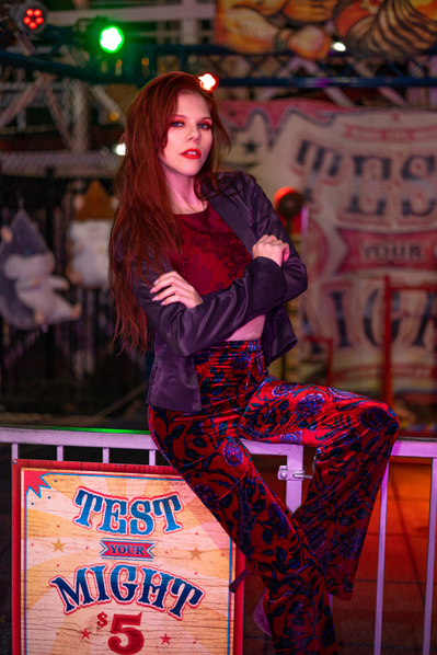 Top model in Scotland poses for clothing line outdoors for best Glasgow fashion photographer in commercial photo shoot - Photography by Nate Cleary