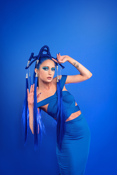 Best model in Glasgow poses for clothing line in a studio for top Scotland commercial photographer in fashion photo shoot - Photography by Nate Cleary