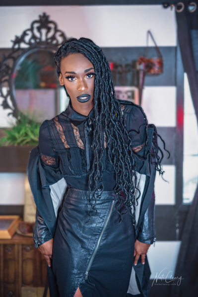 Top agency model in Scotland poses for clothing line in studio for best Glasgow commercial photographer in fashion photo shoot - Photography by Nate Cleary