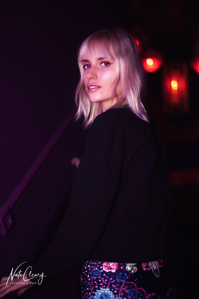 Best agency model in Glasgow poses for creative leggings brand in studio for top Scotland fashion photographer in commercial photoshoot - Photography by Nate Cleary