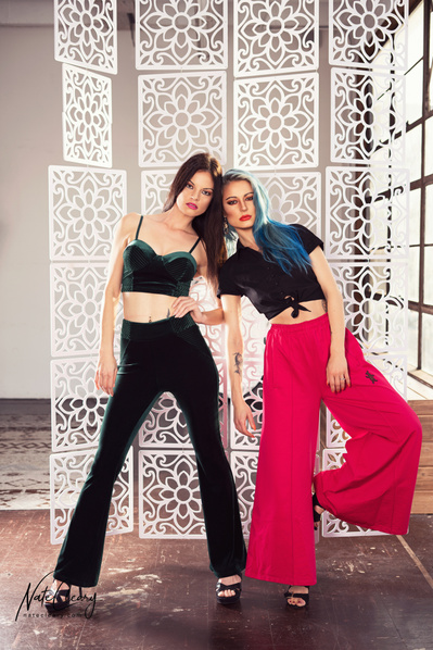 Best model in Scotland poses for creative leggings brand in studio for top fashion photographer in Glasgow at commercial photoshoot - Photography by Nate Cleary