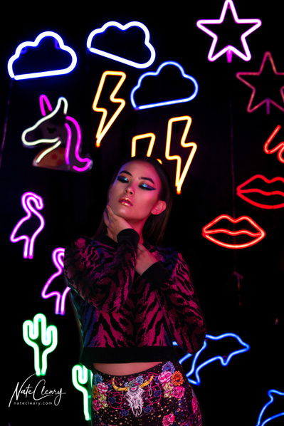 Top Glasgow agency model poses for clothing line in a studio for best Scotland commercial photographer at fashion photoshoot - Photography by Nate Cleary