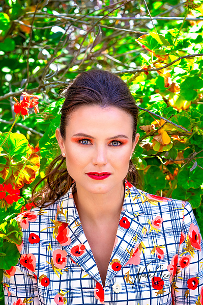 Top model in Scotland poses for clothing line at park for best Glasgow fashion photographer in commercial photo shoot - Photography by Nate Cleary