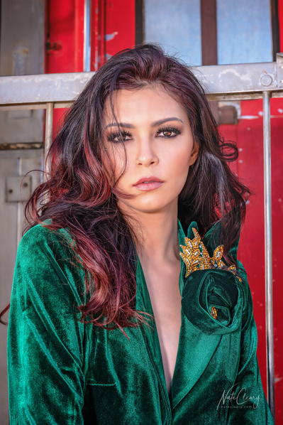 Top agency model in Scotland poses for clothing line in desert for best Glasgow commercial photographer in fashion photo shoot - Photography by Nate Cleary